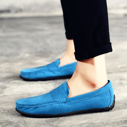 High Quality Leather Men Loafers  Slip on Mens Casual Shoes Fashion Flats Male Driving Shoes Moccasins Ten Colors Size 38-47