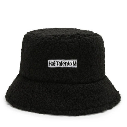 Winter Warm Fleece Bucket Hat for Men Women Cold Resistant Fashion Fisherman Cap Trendy Sunshade