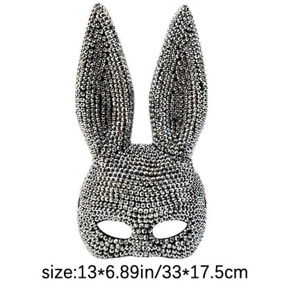 Full Diamond Animal Party Makeup Ball Shining Rabbit Mask for women Drama Performance Animal Costume Shooting Props, Halloween