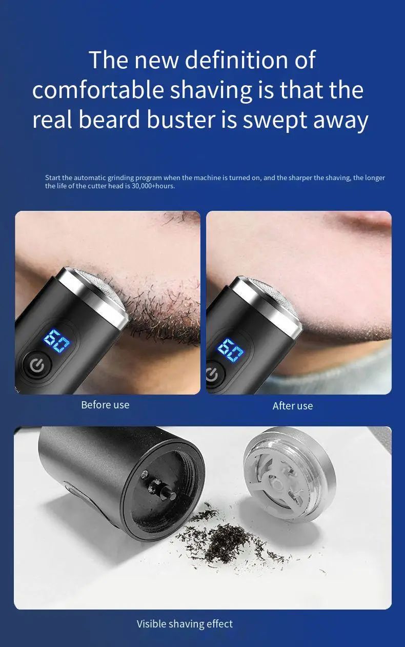 USB Charging Electric Shaver for Men Mini Multifunctional Portable Beard Shaver Water-Washing Feature Waterproof for Home Hotel