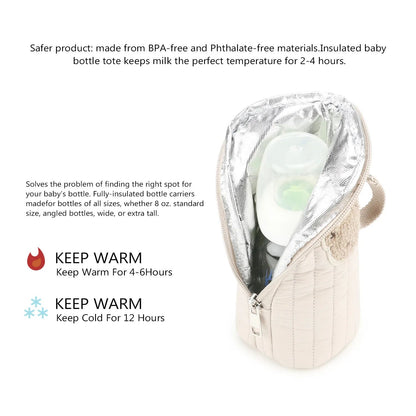 Baby Bottle Warmer Bag Portable Infant Feeding Bottle Aluminum Foil Insulation Outing Stroller Hanging Bag for Storage Cups