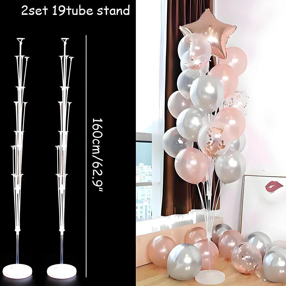 Runto 2 sets Balloon Stand with Base, Balloon Column Stand for Wedding Christmas New Year Birthday Graduation Party Decor