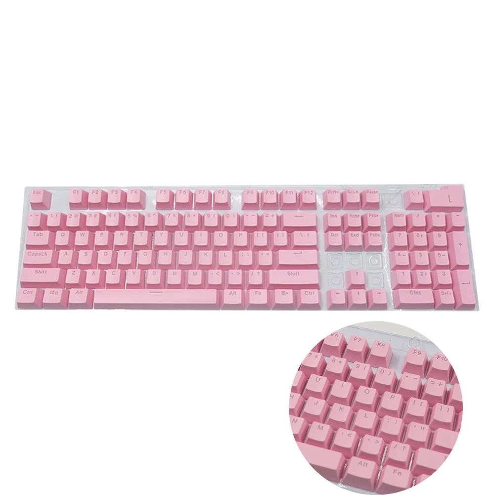 Novo conjunto de teclas de teclado mecânico de 104 unidades, substituição OEM retroiluminada, teclas roxas brancas de ABS para teclado Cherry MX de 61/87/104 teclas