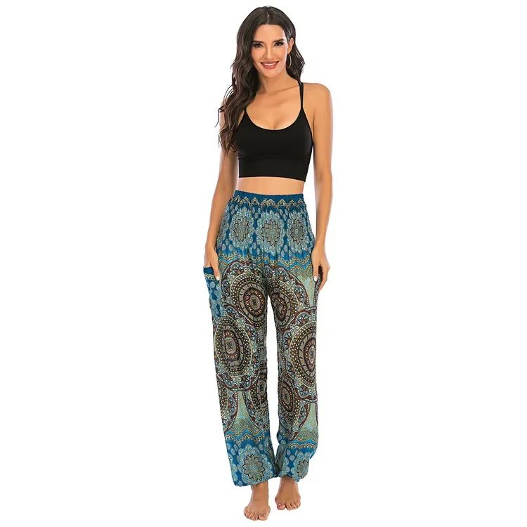 Folk-Custom Yoga Pants Women Vintage Joggers Pants Sweatpants Fashion Loose Sportwear Casual Trousers Streetwear Woman Clothes