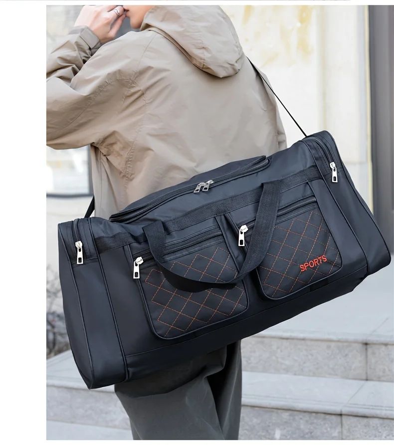 Men Nylon Travel Duffel Bag Large Capacity Handbag Portable Outdoor Carry Luggage Convenient Practical Male's Weekend Gym Bag