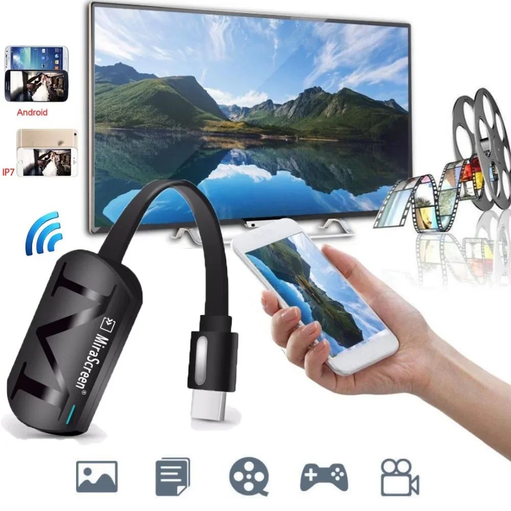 1080p Wireless Wifi Display Adapter Hdmi Extender Screen Mirroring Share for IPhone 11 13 15 IPad Android Phone To TV Projector