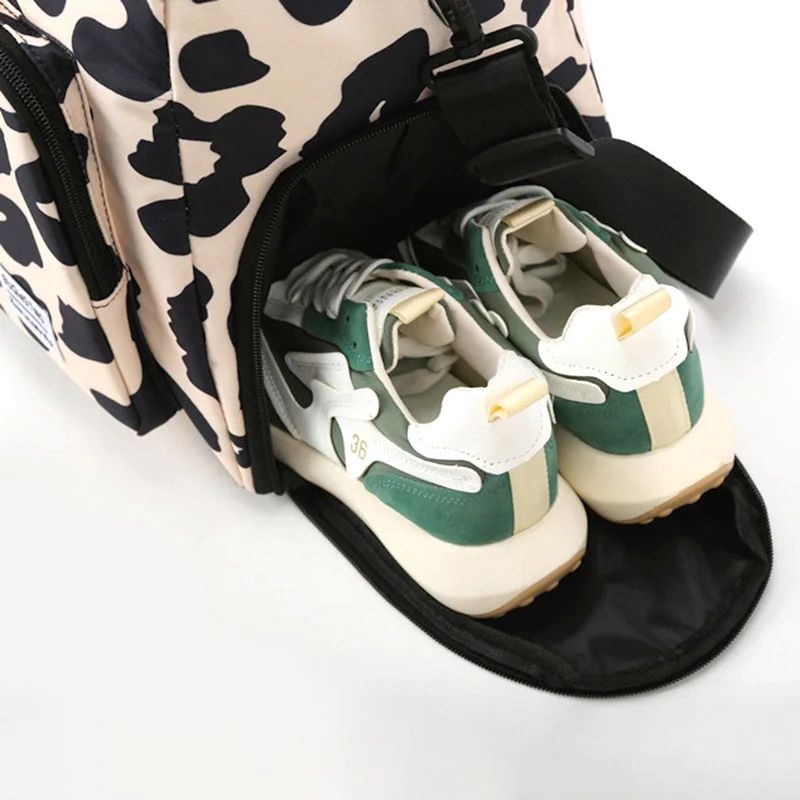 Travel Bag Women's Handbag Leopard Zebra Camouflage Waterproof Large Pull Rod Boarding Fitness Dry Wet Separation Luggage Bag