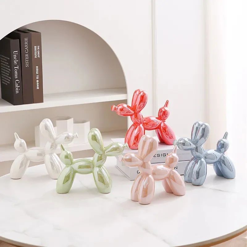 11/21CM Mini Ceramic Balloon Dog Sculpture Abstract Ornament Study Room Statue Home Office Accessories Festival Decoration ?