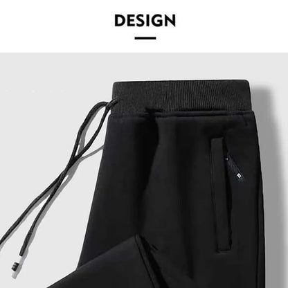 2025 Male Elastic Waist Soft Warm Casual Ankle Band Zipper Pockets Trousers Men Drawstring Pants Loose Spring Fall Sweatpants