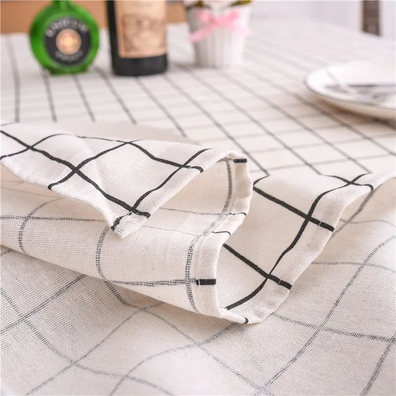 Table Cloth for Home Linen Cotton Plaid Stripe Dining Tablecloth Kitchen Decorative Rectangular Coffee Cuisine Party Table Cover