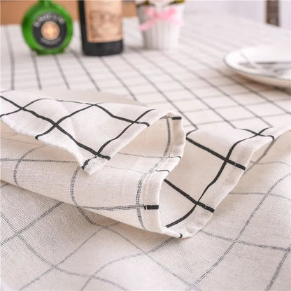 Table Cloth for Home Linen Cotton Plaid Stripe Dining Tablecloth Kitchen Decorative Rectangular Coffee Cuisine Party Table Cover