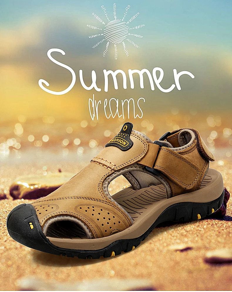 2025 Man's shoes Genuine Leather Men Sandals Summer Men's Shoes Outdoor Water Shoes Leather Sandals For Men men summer sandals