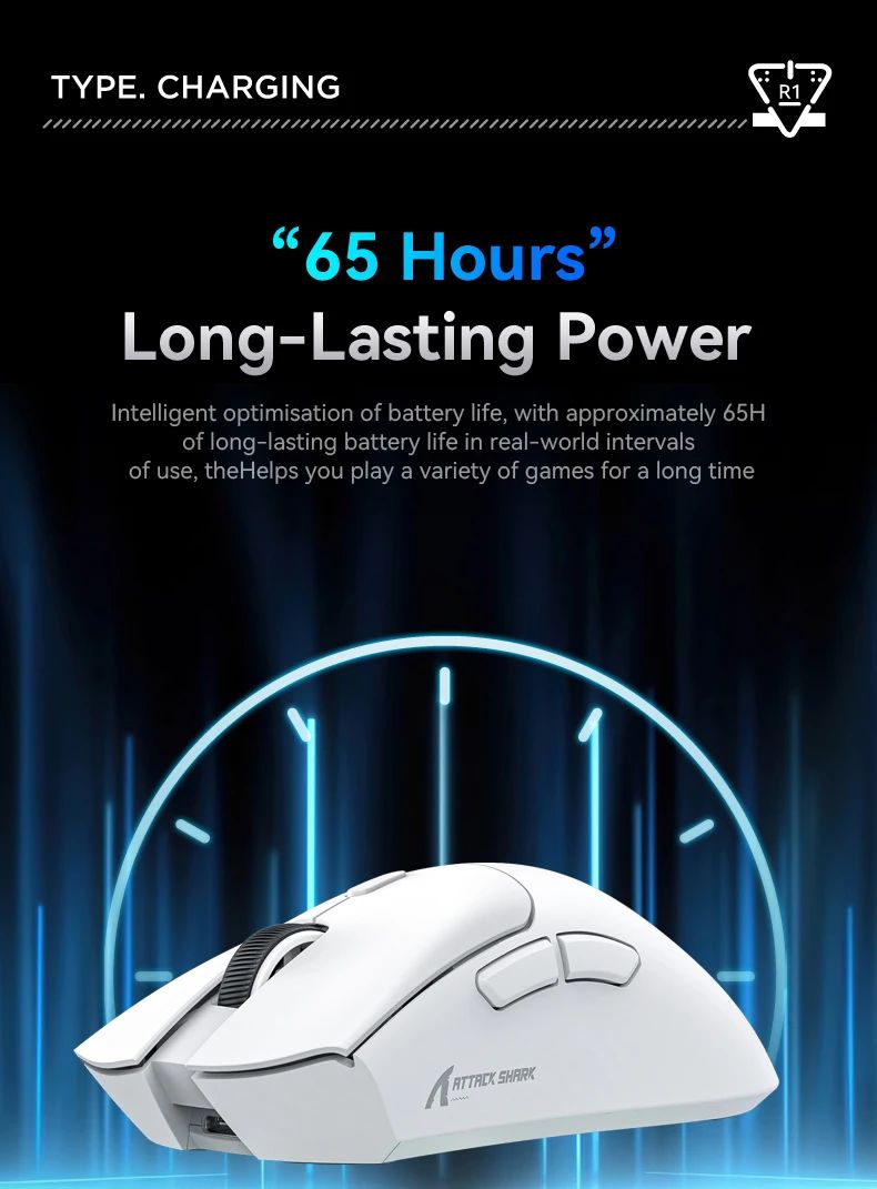 ATTACK SHARK R1 Bluetooth Mouse-Viral Mouse Reviewed by Influencers, Brand-direct authentic,PAW3311 sensor with 1K Hz for Gaming