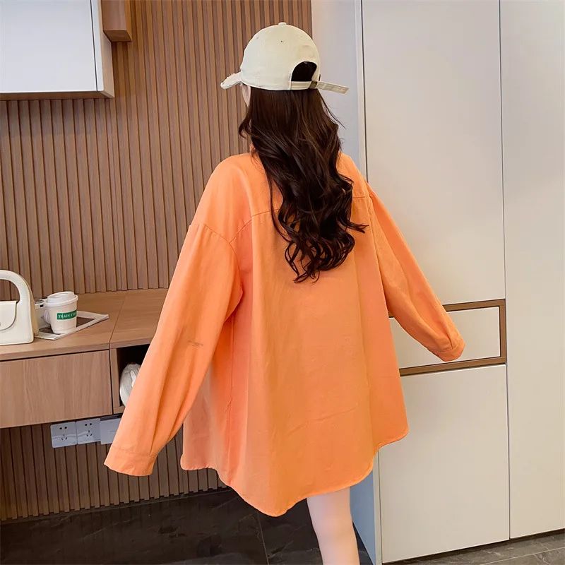 Casual Stylish Denim Long Sleeve Shirt For Women New Spring Autumn Loose Fit Age-Reducing Hong Kong Style Jacket With Button