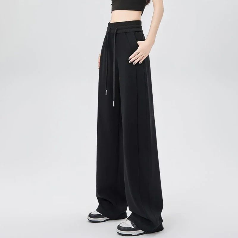 2024 Winter Girls Pants Snow Warm Solid Fleece Sweatpants Lady Korean Style Thicken Thermal High Waisted Straight Leg Trousers