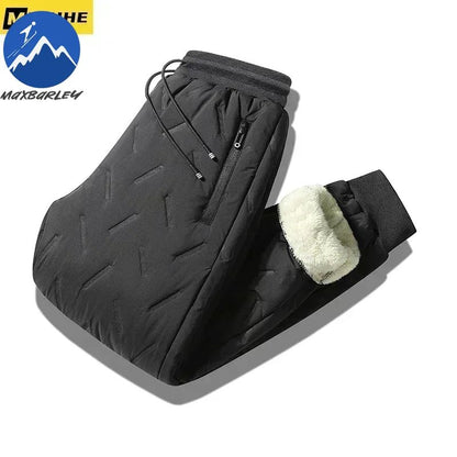 Calça Masculina de Inverno 8GG Grossa Acolchoada de Pluma Calça Esportiva Masculina de Alta Qualidade com Cordão Calça Jogger Masculina para Exterior Lazer Solta Acolchoada de Pluma