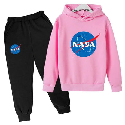 Kids NASA Fashion Casual Spring Autumn 2pcs Hoodie+jogging Pants Tracksuits 3-13 Years Boys Girls Trend Outfits Children Clothes
