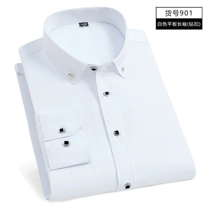 New Men's White Shirt Korean High End Version Free Shipping Popular Clothes Short Sleeve Long Sleeve Casual Suit Bottom Shirts