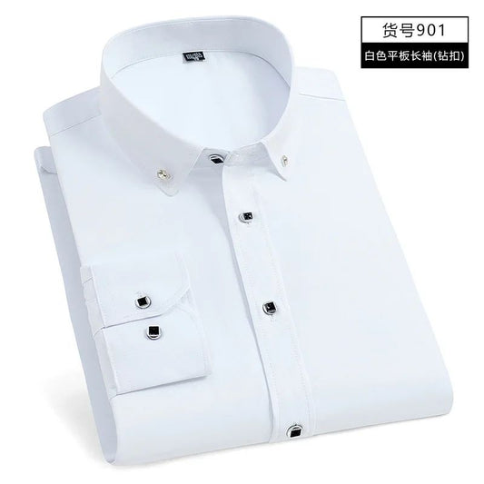 New Men's White Shirt Korean High End Version Free Shipping Popular Clothes Short Sleeve Long Sleeve Casual Suit Bottom Shirts