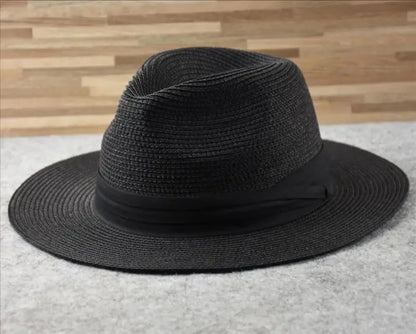 Chapéus de Sol Grandes Oversize para Homens Mulheres Praia Panamá Aba Larga Chapéu de Palha Senhora Chapéus de Sol de Verão Plus Size Chapéu Fedora 55-57cm 58-60cm