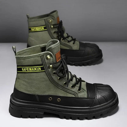 Men's Shoes  Autumn and Winter Breathable High-top Boots Heightened Thick-soled All Match Canvas Casual Shoes Mens Boots
