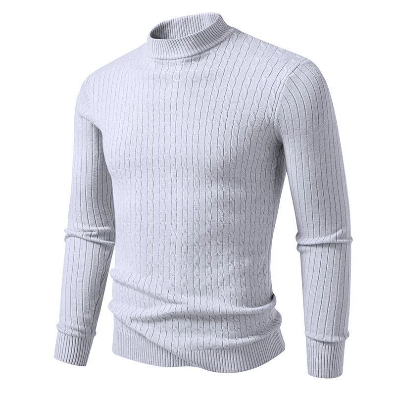Animal Game Mens Mock Neck Pullover Casual Sweaters Outdoor Woolen Knitwear Twist Casual Sweater Knit Autumn Warm Coats