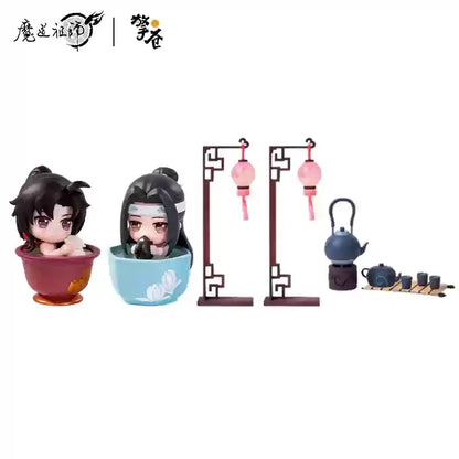 Mo Dao Zu Shi Versão Q Oficial de "Jade Cup Flowing Light" Wei Wuxian Lan Wangji Anime Periférico Enfeites Action Figurine