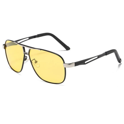 Men Night Vision Polarized Photochromic Sunglasses Aviator Style Yellow Color Change Lenses Driving Sun Glasses