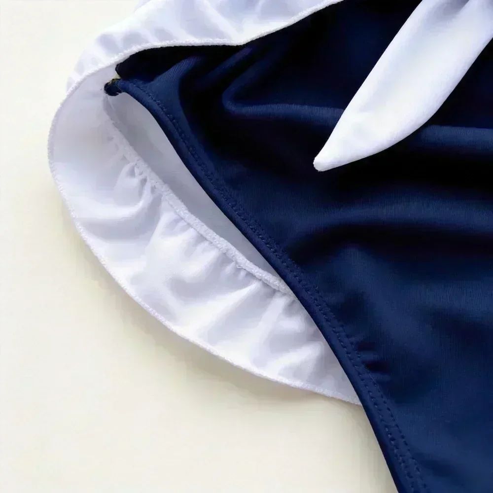 Role Student Complete Maid Cosplay School Costume Set Ruffle Cosplay Vacation Halloween Outfit Halter Dress Set Outfit Costume