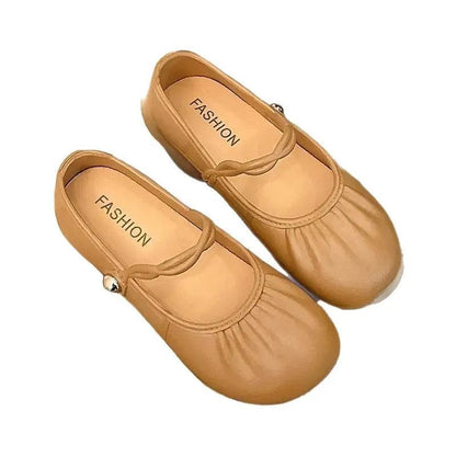 Summer 2025 Women's Flat Mary Jane Sandals Folded Beans Style Versatile Flats Fashionable French Bean Trend Ankle Cover PVC Mate