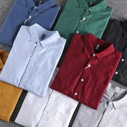 Basic Minimalist Men Shirt Jacket Pure Cotton Washed Oxford Military Light Casual Work Safari Style Shirts Mens Tops Shirt
