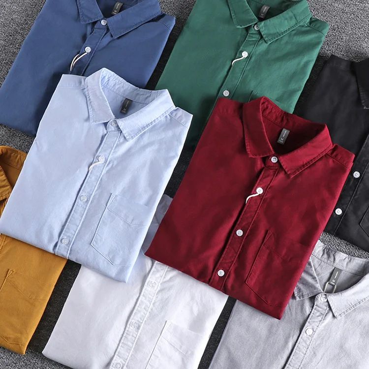 Basic Minimalist Men Shirt Jacket Pure Cotton Washed Oxford Military Light Casual Work Safari Style Shirts Mens Tops Shirt