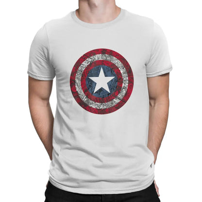 CA Shield Comic Essential T-Shirts Men Disney Captain America Film Vintage Tees Crewneck Short Sleeve T Shirts