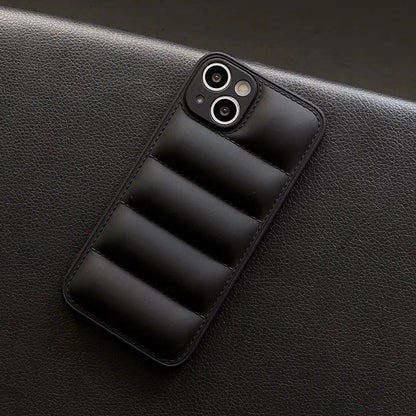 Luxury Down Jacket fine hole silicon case for iPhone 16 15 14 13 12 11 XR XS Pro Max Plus soft protection phone cover for winter