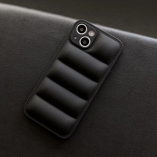 Luxury Down Jacket fine hole silicon case for iPhone 16 15 14 13 12 11 XR XS Pro Max Plus soft protection phone cover for winter