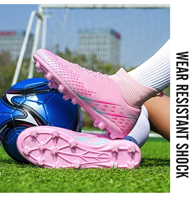 Red Male Football Boots Outdoor Training Football Field Cleats Man Lace-Up Anti-Slip Men’s Soccer Shoes Society botas de futbol