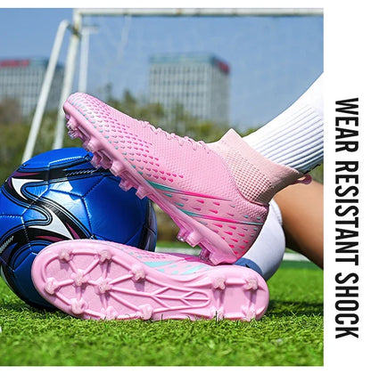 Red Male Football Boots Outdoor Training Football Field Cleats Man Lace-Up Anti-Slip Men’s Soccer Shoes Society botas de futbol