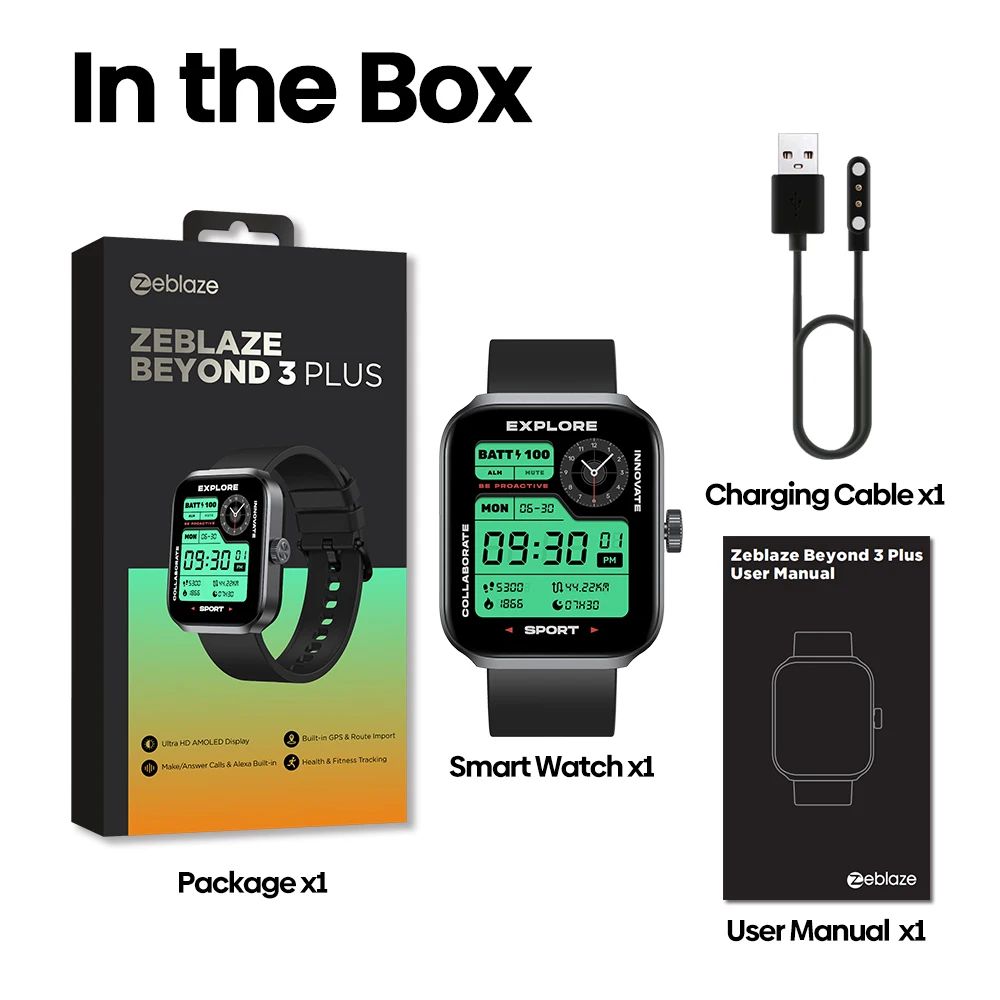 Novo Zeblaze Beyond 3 Plus GPS Smart Watch Tela AMOLED de 1,78'' Alexa Integrada Faz/Recebe Chamadas Telefone Smartwatch 3ATM