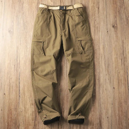 Calças Masculinas de Caminhada ao Ar Livre em Fleece Engrossado Corta-Vento Impermeável Soft Shell Reta Calças de Trabalho Resistentes ao Frio e Quentes
