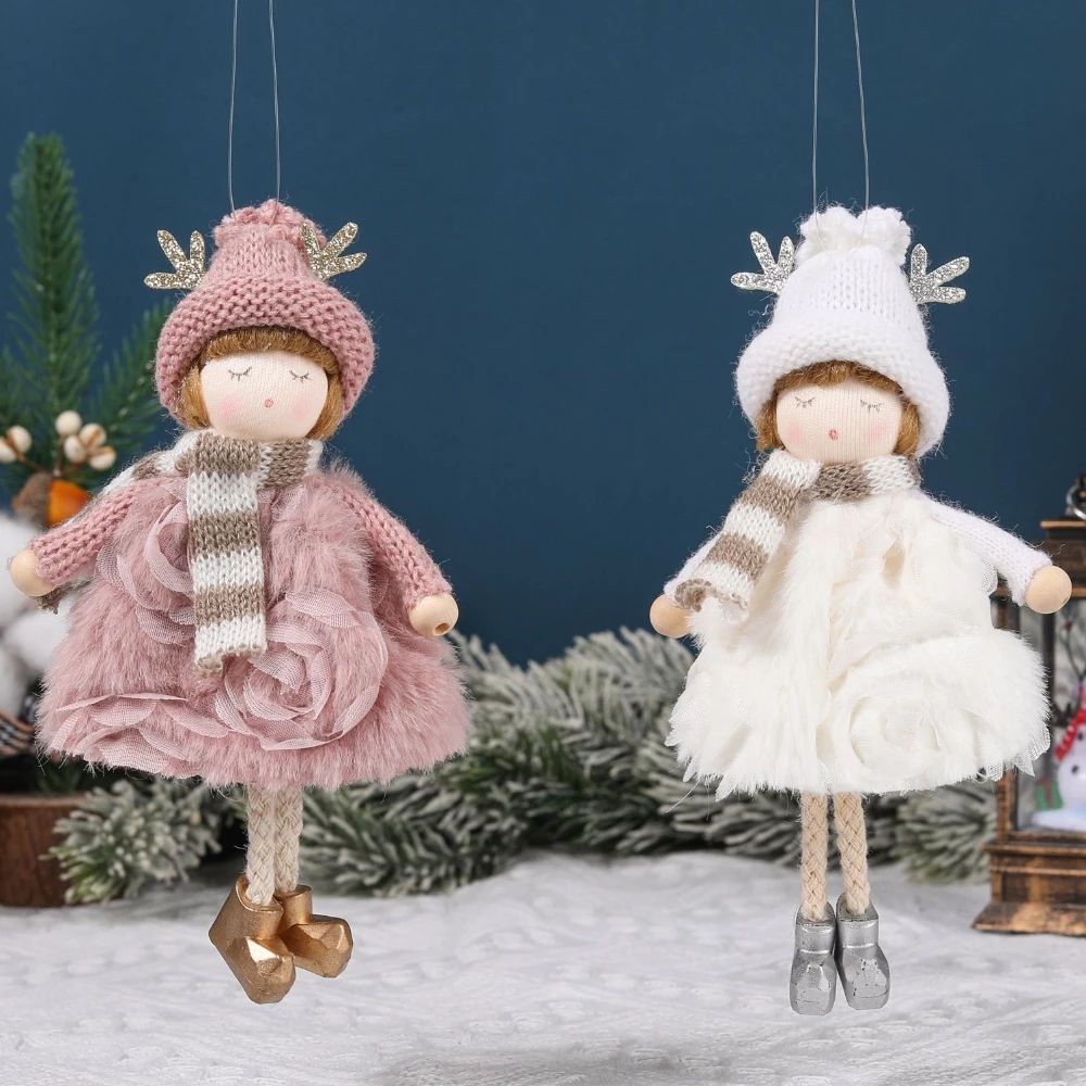 Christmas plush antlers angel girl pendant Christmas tree pendant creative doll pendant gift