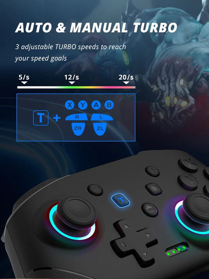 DATA FROG Wireless Pro Game Controller Bluetooth Gamepad With 1000mAh Battery Programmable Turbo Function For Nintendo Switch Sw