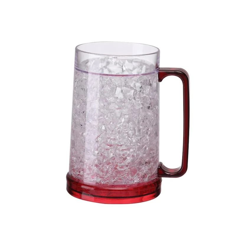 Canecas de Cerveja de Parede Dupla com Gel Congelante, Canecas de Uísque Transparentes com Alça para Bar e Copos de Bebida para Uso Externo