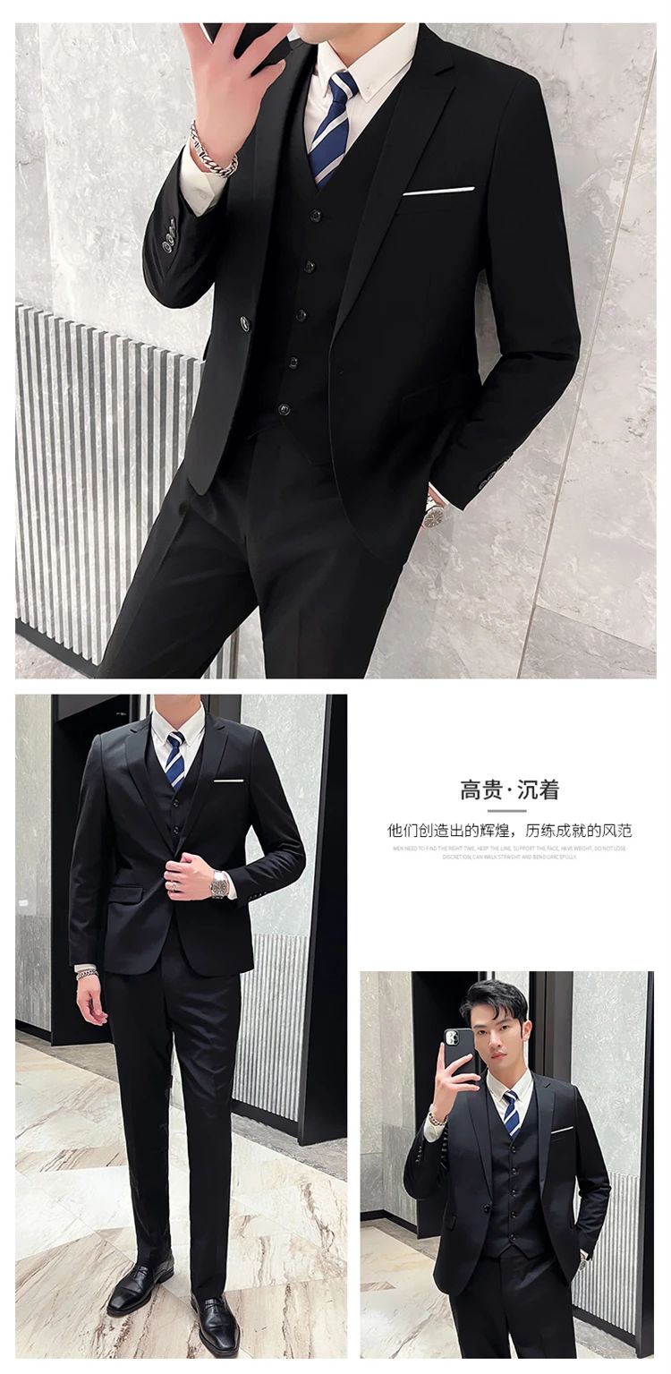 Suit Outdoor Breathable (Blazer+ Vest + Pants) Men's Fashion Business Korean Wedding Casual Business Wear Elegant Man Suit 6XL