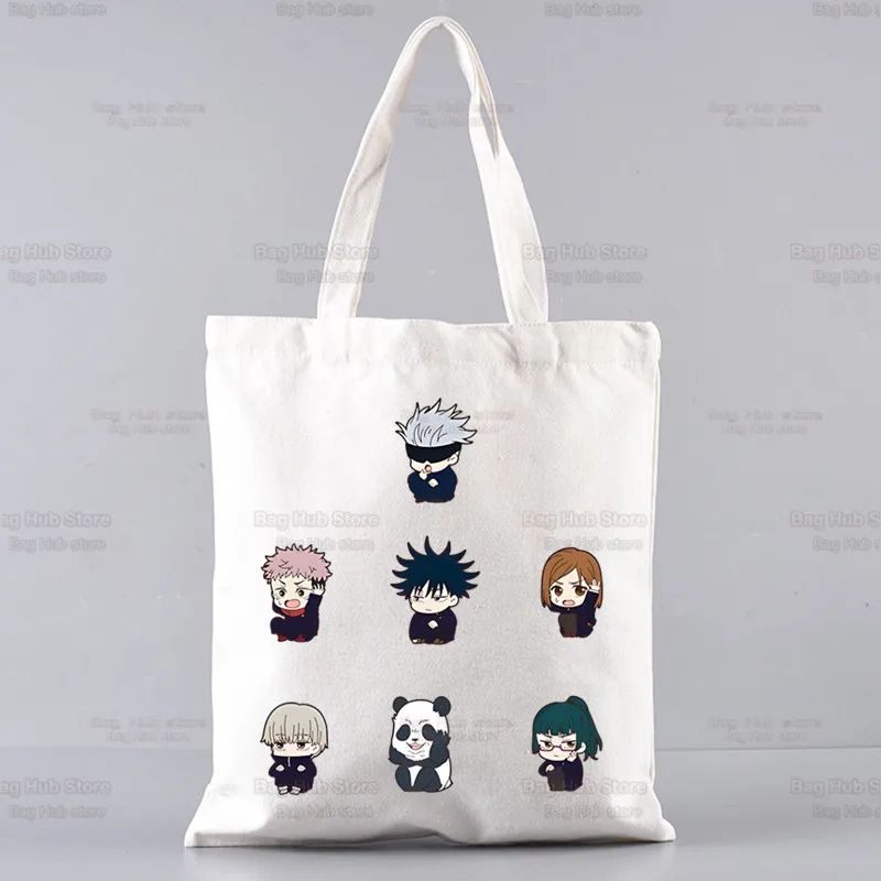 Gojo Satoru Jujutsu Kaisen Otaku Women Men Handbags Canvas Tote bags Reusable Cotton High capacity Shopping Bag