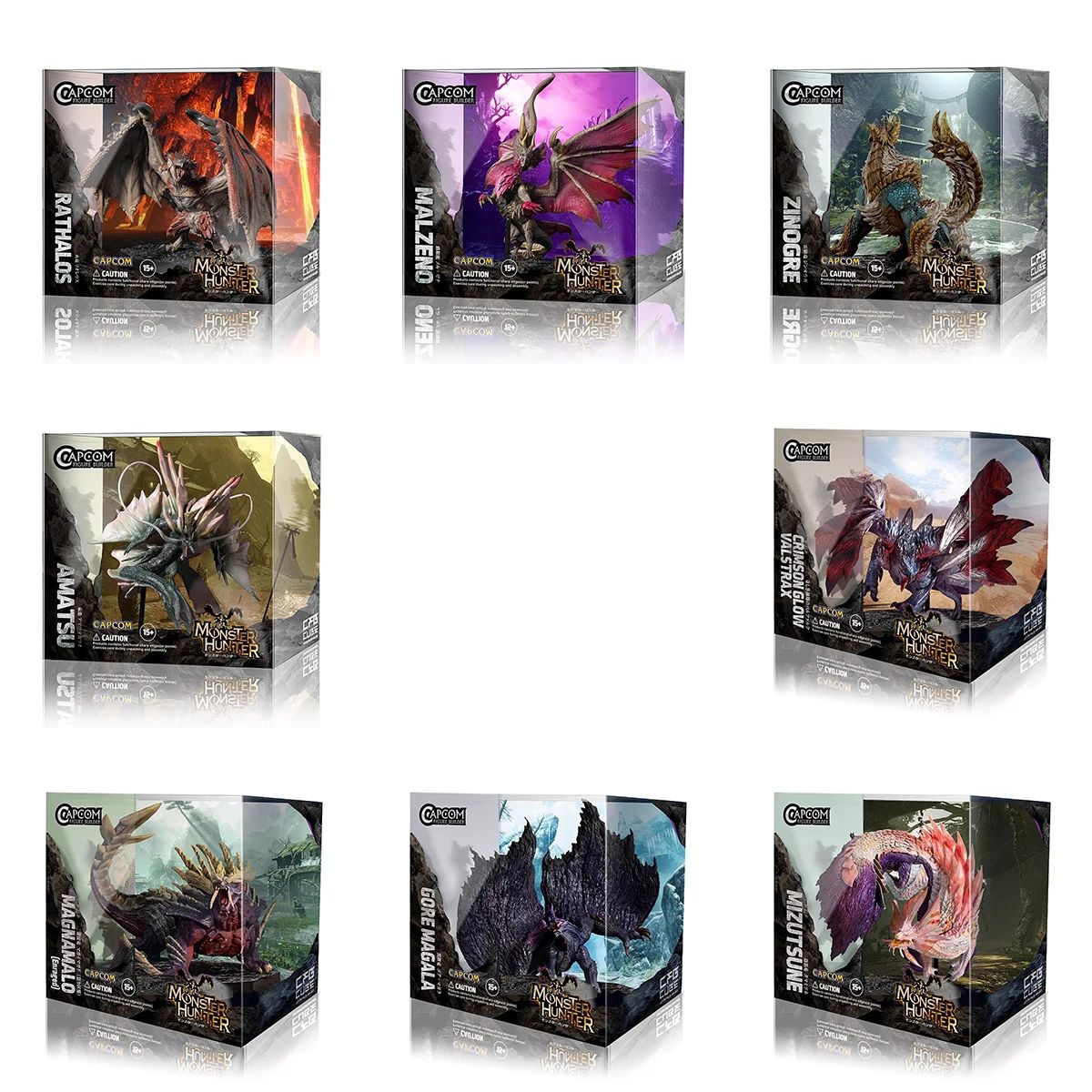 Monster Hunter CUBO Zinogre Amatsu Crimson Glow Valstrax Gore Magala MAGNAMALO Mizutsune Figura de Dragão Brinquedos
