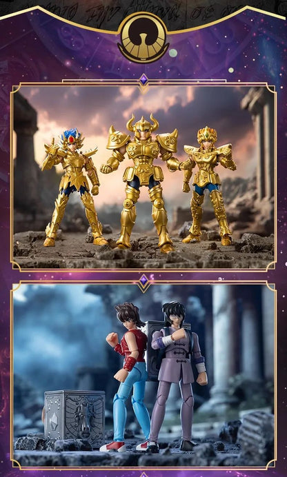 Boneco de Ação Blokees Galaxy Versão Gold Saint Libra Dohko Sagitário Campeão Seiya Mu Aiolia Brinquedos de Montar Presente Infantil