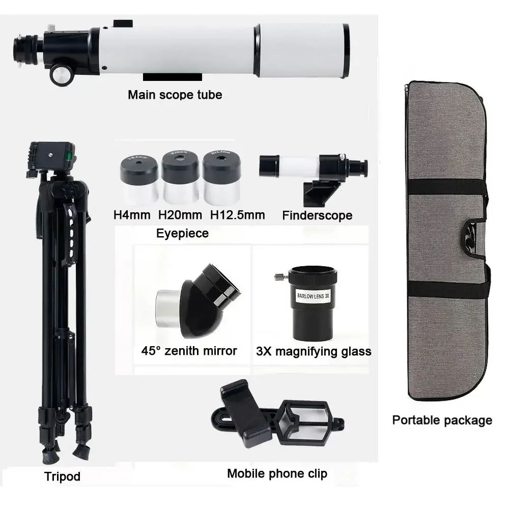 Telescópio Monocular 70mm Abertura 500mm, Telescópio Refrator Profissional Portátil para Iniciantes em Astronomia, Telescópio Portátil