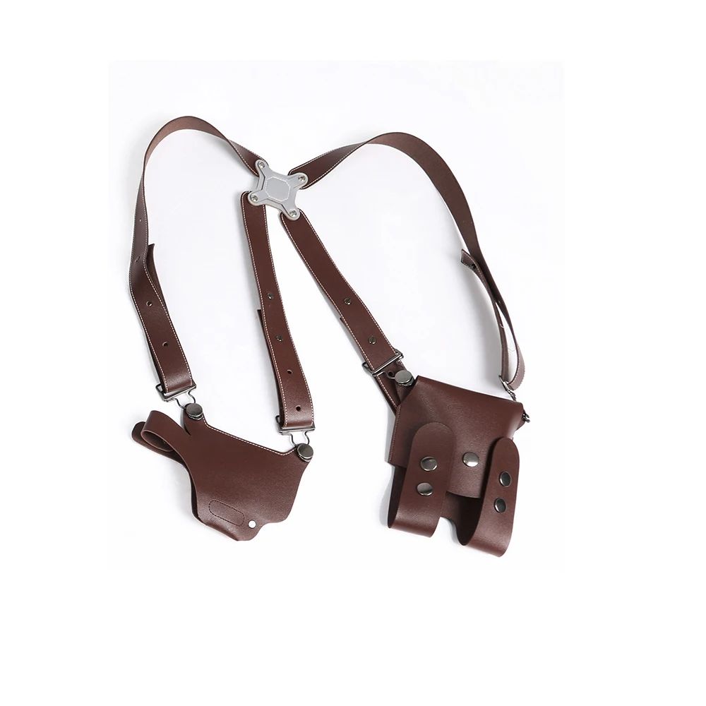 Carnival Game Leon Kennedy Costume RE Accessories Utility Belt With Bags Hero  Cosplay T-Shirt Officer Armpit Holster Halloween