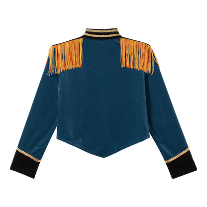 Boys Girls Drum Major Team Uniform Nutcrackers Costume Set Marching Band Tassel Jacket Coat Hat Outfits for Drummer Performance