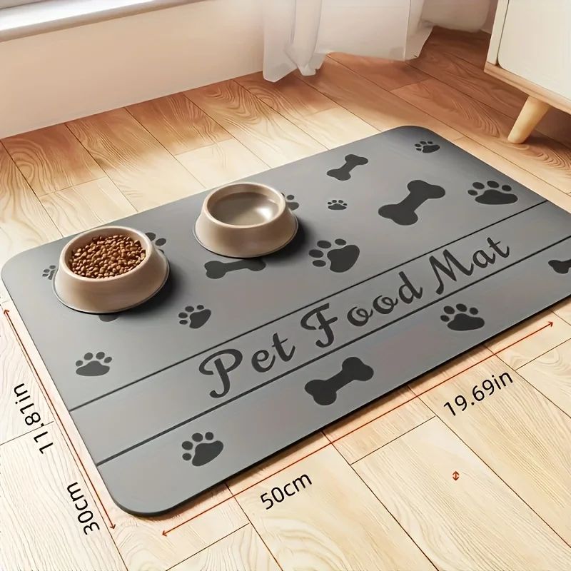 Tapete Absorvente para Animais de Estimação, Tapete para Comida e Tigela de Água, Base de Borracha Impermeável de Secagem Rápida para Comedouros e Bebedouros